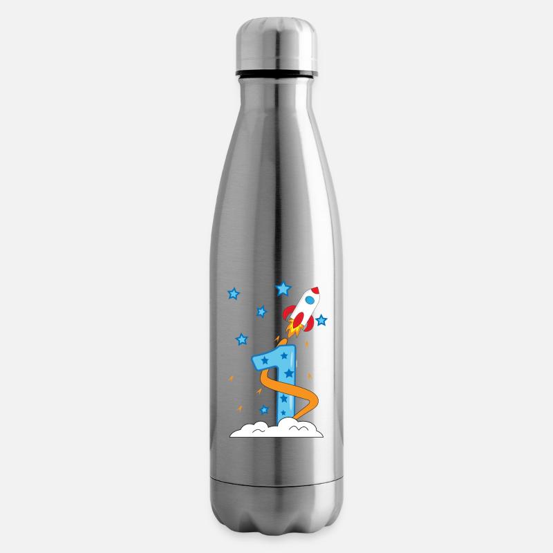 1. Anniversaire bébé enfant fusée - Bouteille isotherme - argent clair