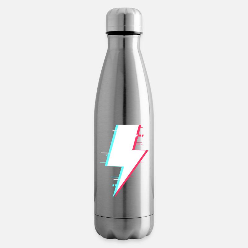 Lightning Style Retro Digital Lightning - Insulated Water Bottle - silver