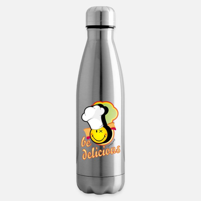 smiley joyeux avec un grand chapeau de chef - Bouteille isotherme - argent clair