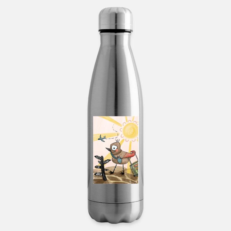 Let‘s Travel The World Reiselustiger Kleiner Vogel - Isolierflasche - Lightsilver