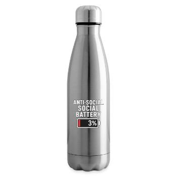Anti-Social Battery - Insulated Water Bottle - silver - Right