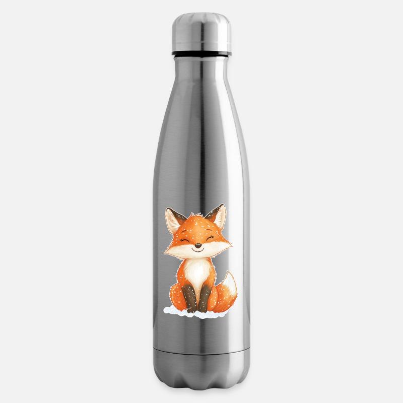 Fuchs Wintermotiv - Isolierflasche - Lightsilver