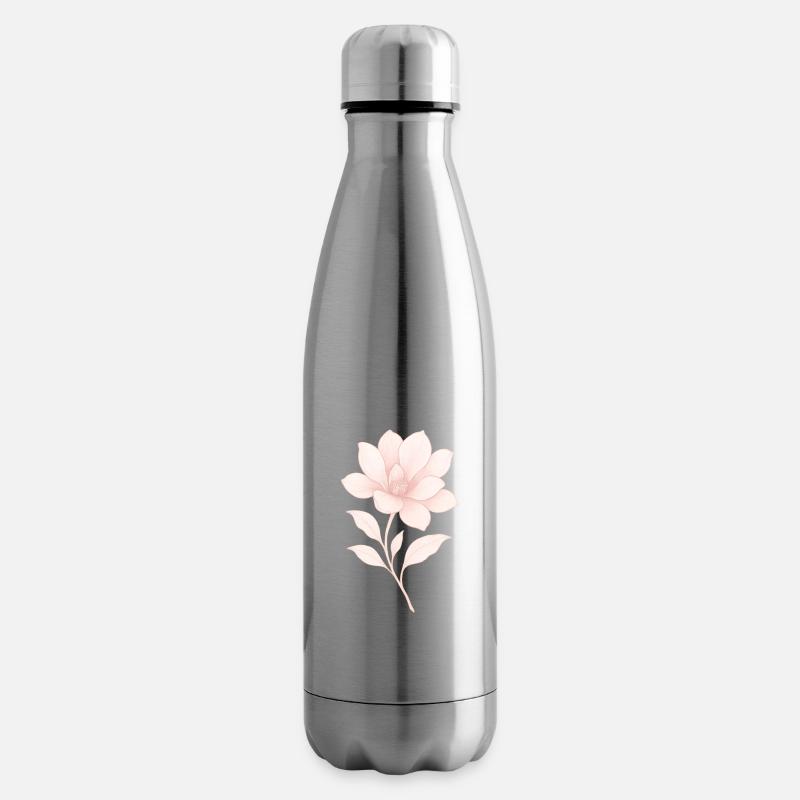 Magnolia rose, Fleur - Bouteille isotherme - argent clair