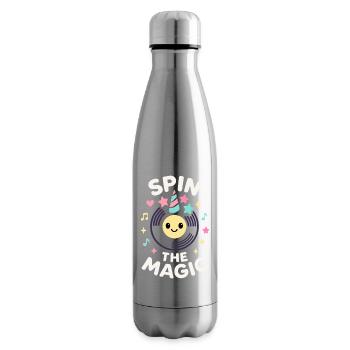 Spin the Magic – Magical kawaii vinyl - Insulated Water Bottle - silver - Right