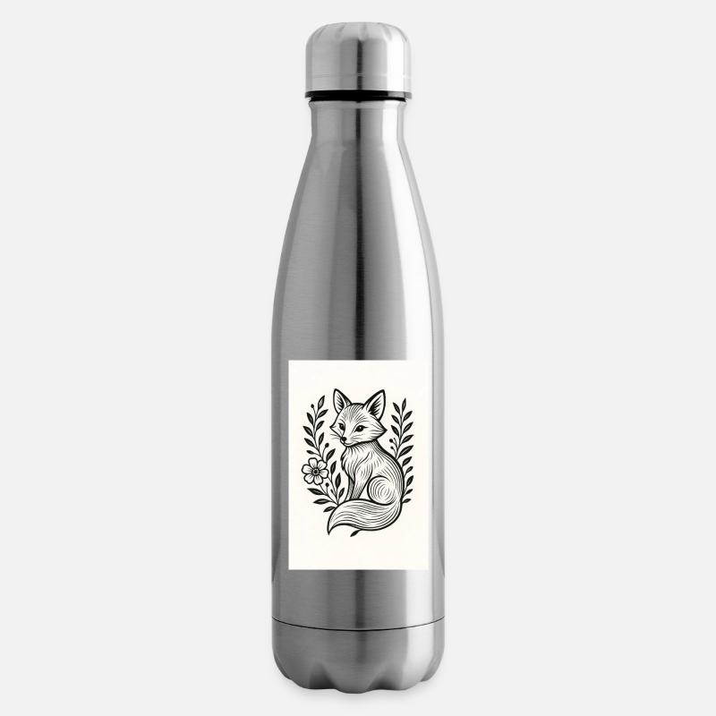Renard en couronne florale - Bouteille isotherme - argent clair