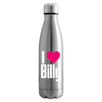J’aime Billy Coeur Rose J’aime Billy - Bouteille isotherme - argent clair - Droite
