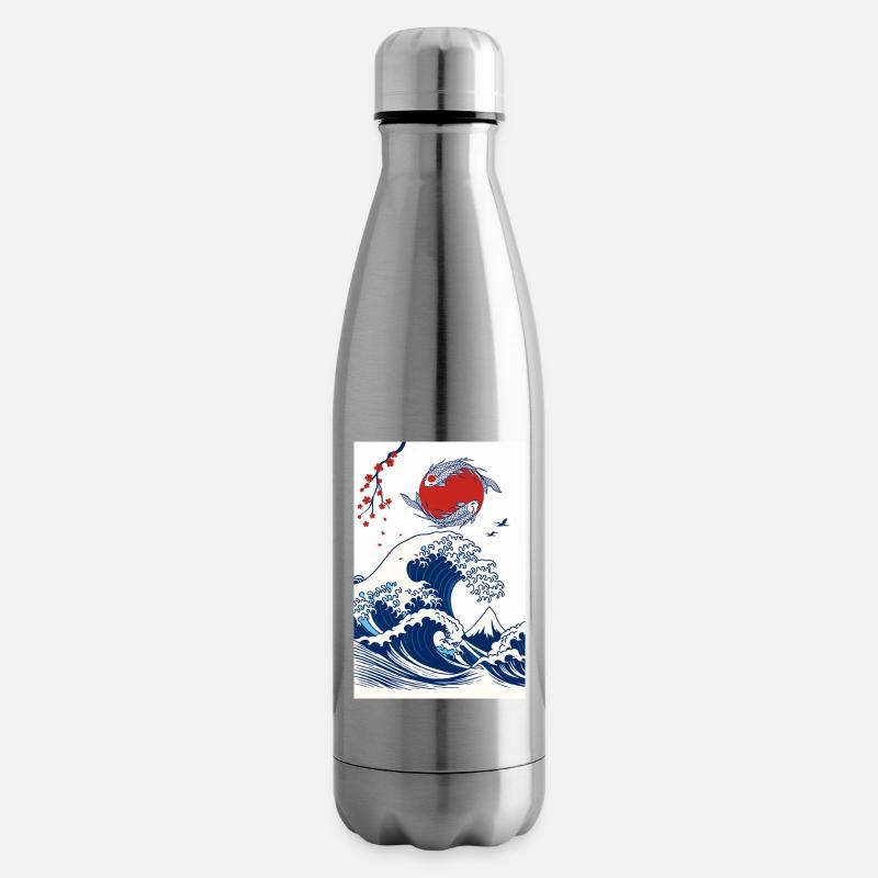 Koi und Welle in der Sonne - Isolierflasche - Lightsilver
