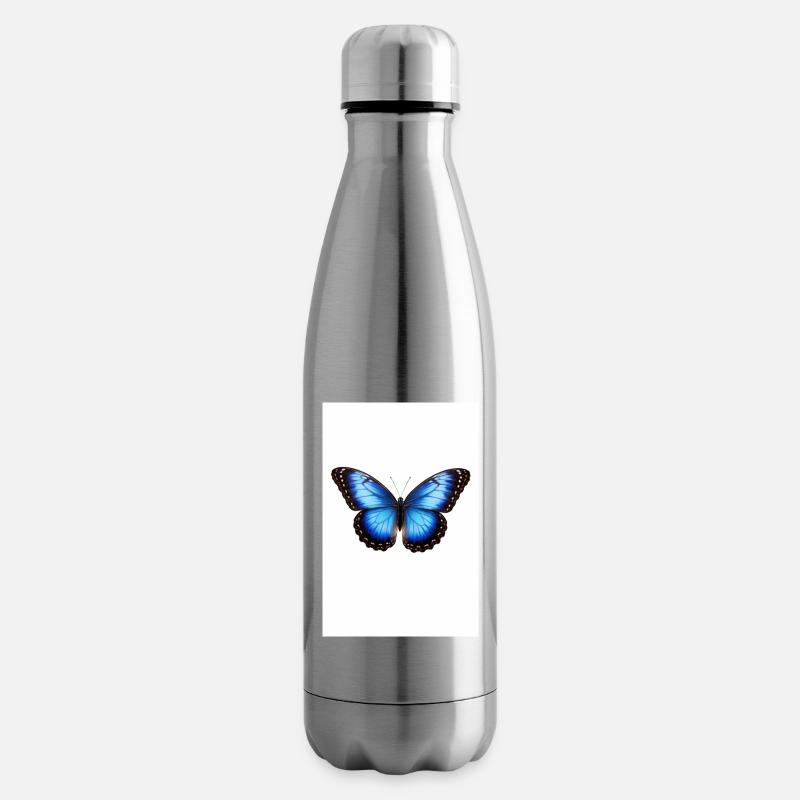 Ailes de papillon bleu - Bouteille isotherme - argent clair