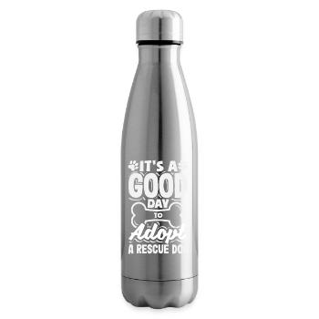 A good day to adopt a rescue dog - Insulated Water Bottle - silver - Right