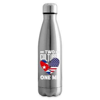 Cuba Pride & Home - Design du drapeau de Cuba - Bouteille isotherme - argent clair - Droite