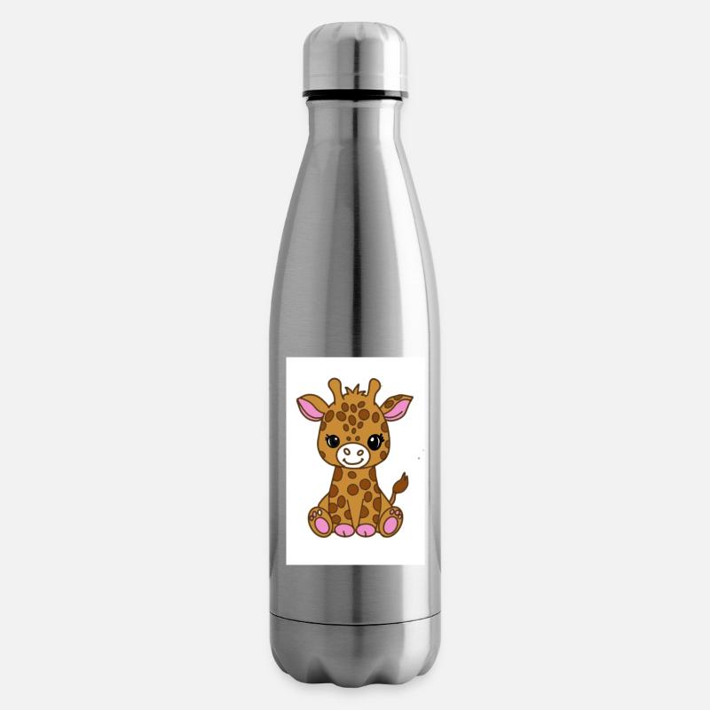 Kawaii Giraffe - Insulated Water Bottle - silver