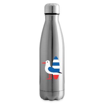 Möwe mit Surfbrett - Isolierflasche - Lightsilver - Rechts
