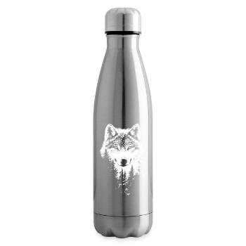 Silhouette de forêt de visage de loup - Bouteille isotherme - argent clair - Droite