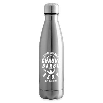 Mec chauve barbu sexy qui déchire - Bouteille isotherme - argent clair - Droite