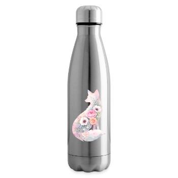 Fuchs Silhouette Aquarell Blumen - Isolierflasche - Lightsilver - Rechts
