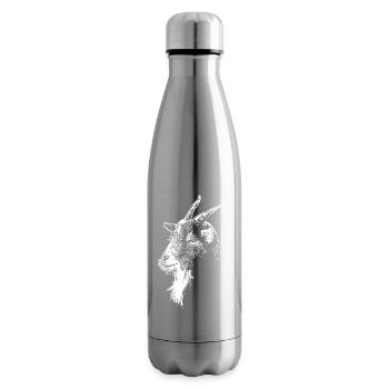 Graphisme minimaliste de silhouette de chèvre - Bouteille isotherme - argent clair - Droite