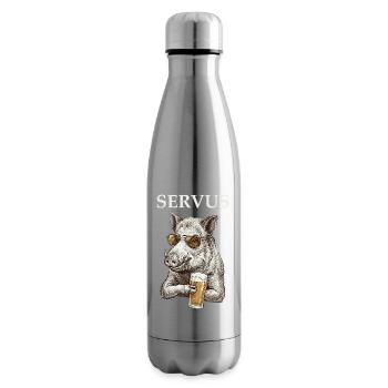 Funny Servus Wild Boar with Beer - Insulated Water Bottle - silver - Right