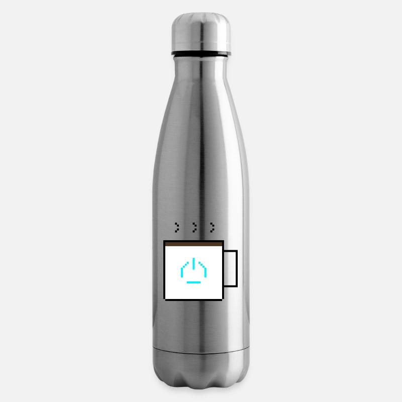 Power-Up Kaffee: Retro Pixel Art Gaming Design - Isolierflasche - Lightsilver