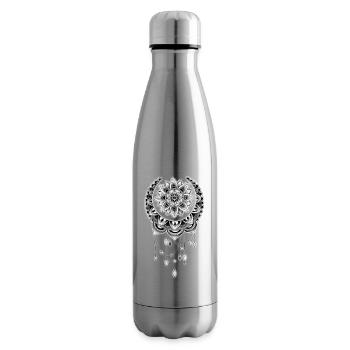 Mandala Dreamcatcher Noir et Blanc - Bouteille isotherme - argent clair - Droite