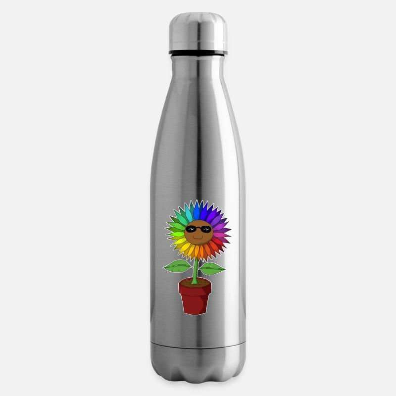 Bunte Sonnenblumen - Isolierflasche - Lightsilver