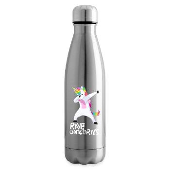 Logo Rave Unicorns White Text - Insulated Water Bottle - silver - Right