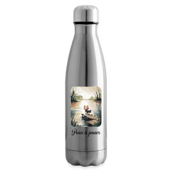  Peace Is Power Katzenheld Ruhe Achtsamkeit Natur - Isolierflasche - Lightsilver - Rechts