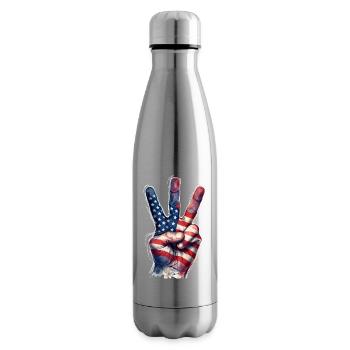 V-Zeichen mit amerikanischer Flagge - Isolierflasche - Lightsilver - Rechts