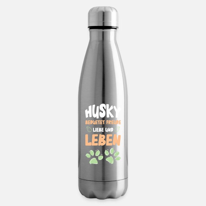 Husky Freude Liebe Leben - Isolierflasche - Lightsilver