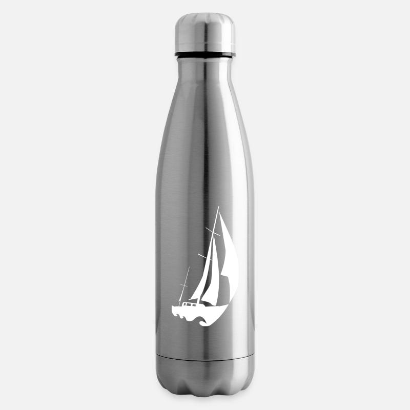 weißes schnelles Segelboot - Isolierflasche - Lightsilver