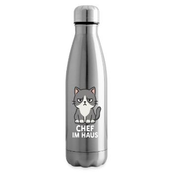 Cat with grumpy expression - Insulated Water Bottle - silver - Right
