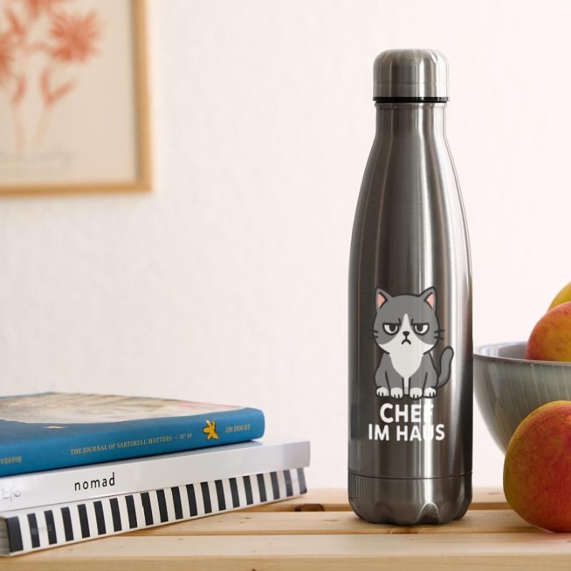 Cat with grumpy expression Insulated Water Bottle