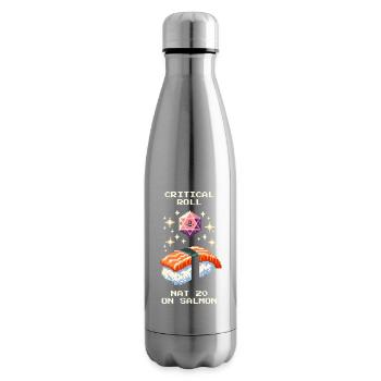 Nat 20 on salmon | Sushi Tabletop RPG - Insulated Water Bottle - silver - Right