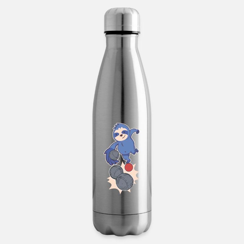 Faultier Boulespieler wirft Boulekugeln Petanque - Isolierflasche - Lightsilver