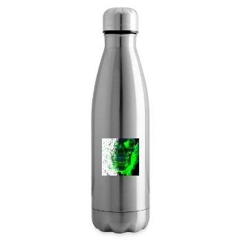 Grünes Kryptowelt Schädel Design - Isolierflasche - Lightsilver - Rechts