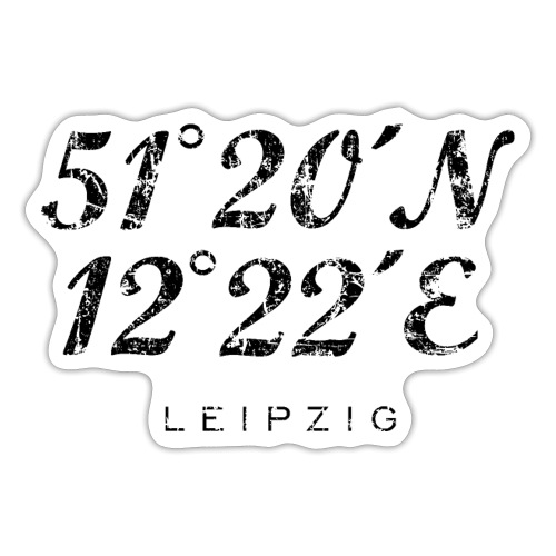 Leipzig Koordinaten Vintage Schwarz - Sticker