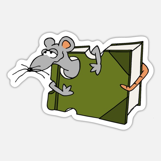 Bookworm book mouse rat cartoon eat gift' Sticker | Spreadshirt