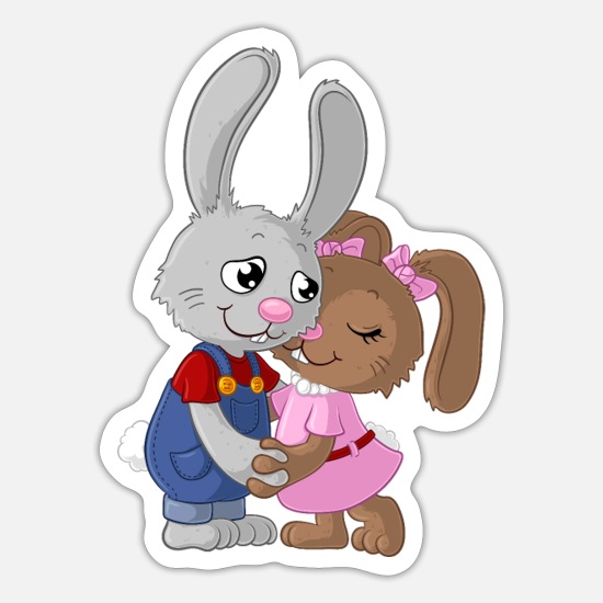 pareja de dibujos animados conejito dulce Pascua' Pegatina | Spreadshirt