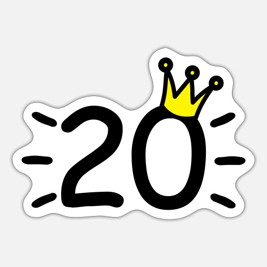Number 20 with crown twenty years old' Sticker | Spreadshirt