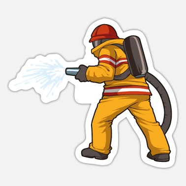 Firefighter firefighters extinguish fire' Sticker | Spreadshirt
