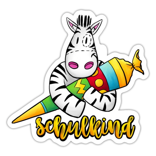 Schulkind - Zebra mit Zuckertüte - Sticker