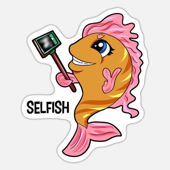 selfish fish selfie stick cartoon' Sticker | Spreadshirt