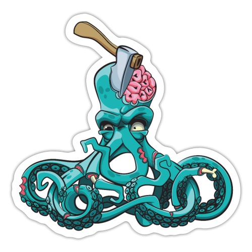 Octopus Zombie Horror Halloween Tintenfisch Gehirn - Sticker