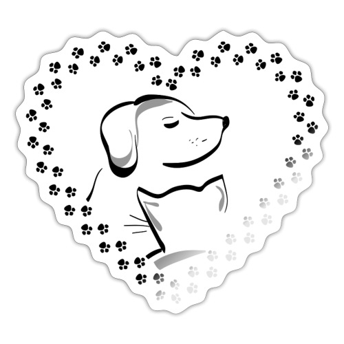 Hund Katze Herz Pfoten Liebe Shirt Geschenk Idee - Sticker