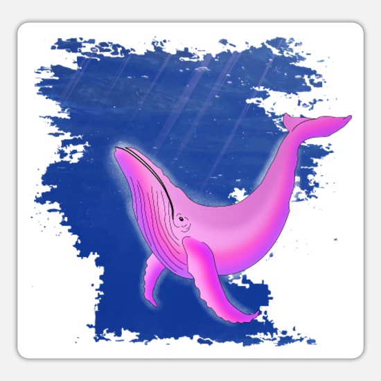 Whale Pink Whale Sea Save the Whales Ocean Liner' Sticker | Spreadshirt