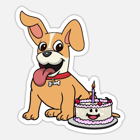 Mentalt Bør Peru Hunde Fødselsdag Hund Fødselsdagskage Sult' Sticker | Spreadshirt