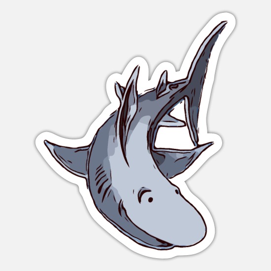 Funny shark - cartoon style' Sticker | Spreadshirt