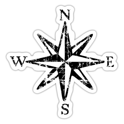 Windrose Segel Segeln Segler Vintage Schwarz-Weiß - Sticker