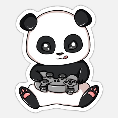 Panda Gamer Video Player Play Game Panda Bear' Sticker | Spreadshirt