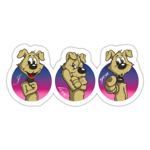 Comic Hund in Gebärdensprache „I love you“ - Sticker