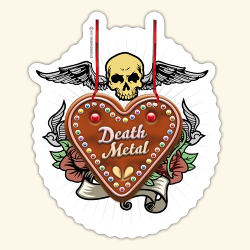 Lebkuchenherz Death Metal für Heavy Metal Fans - Sticker